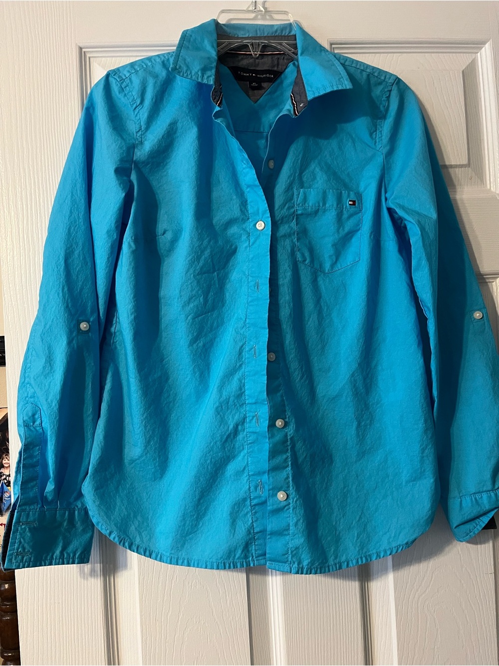 Womems Bright Blue Button-Down Shirt Tommy Hilfiger